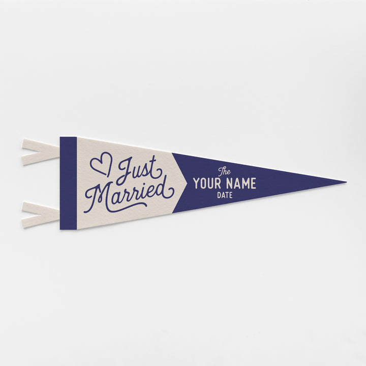 Custom Just Married Wedding Sign Felt Pennant
