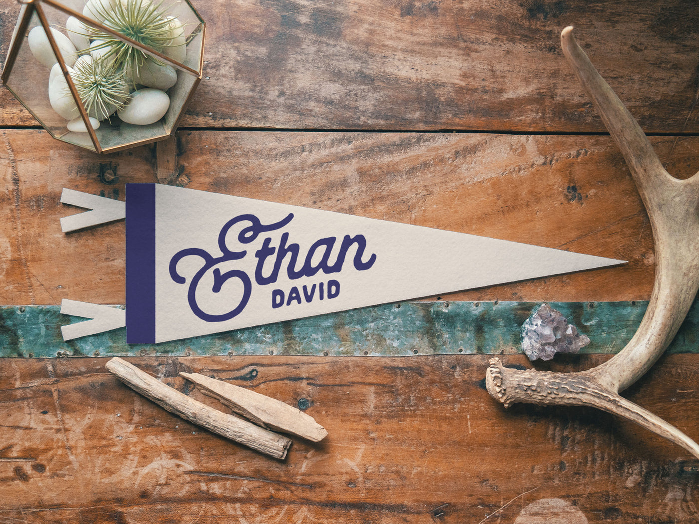 Custom Heritage Name Felt Pennant - Neutral