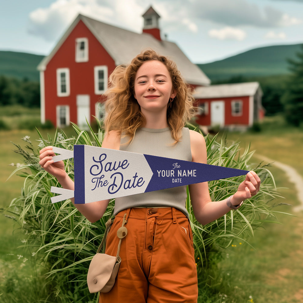 Custom Save The Date Wedding Sign Felt Pennant
