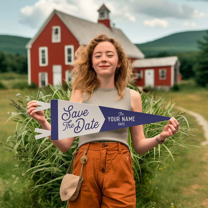 Custom Save The Date Wedding Sign Felt Pennant