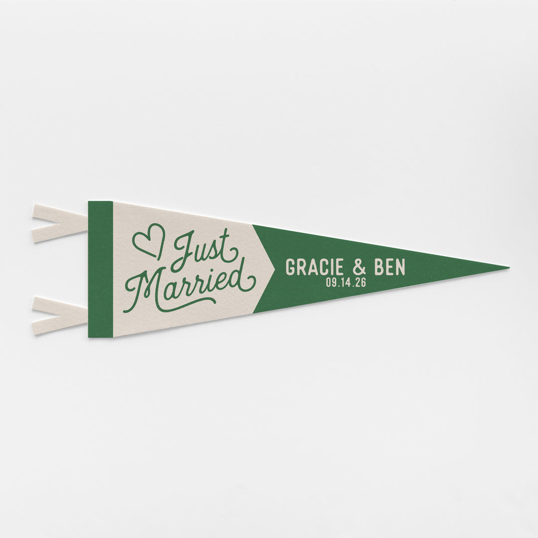 Custom Just Married Wedding Sign Felt Pennant