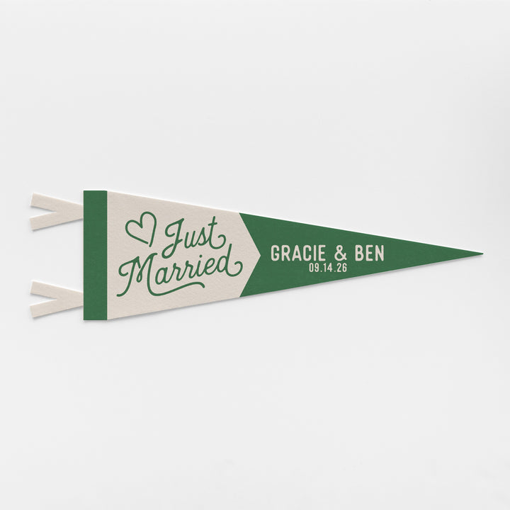 Custom Just Married Wedding Sign Felt Pennant