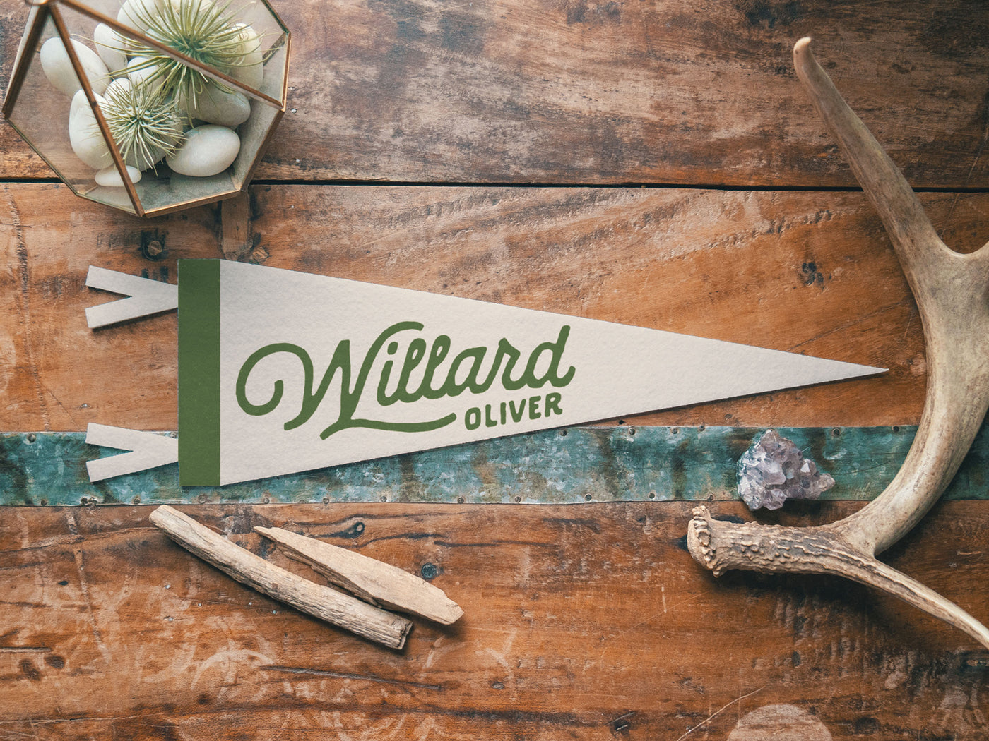 Custom Heritage Name Felt Pennant - Neutral