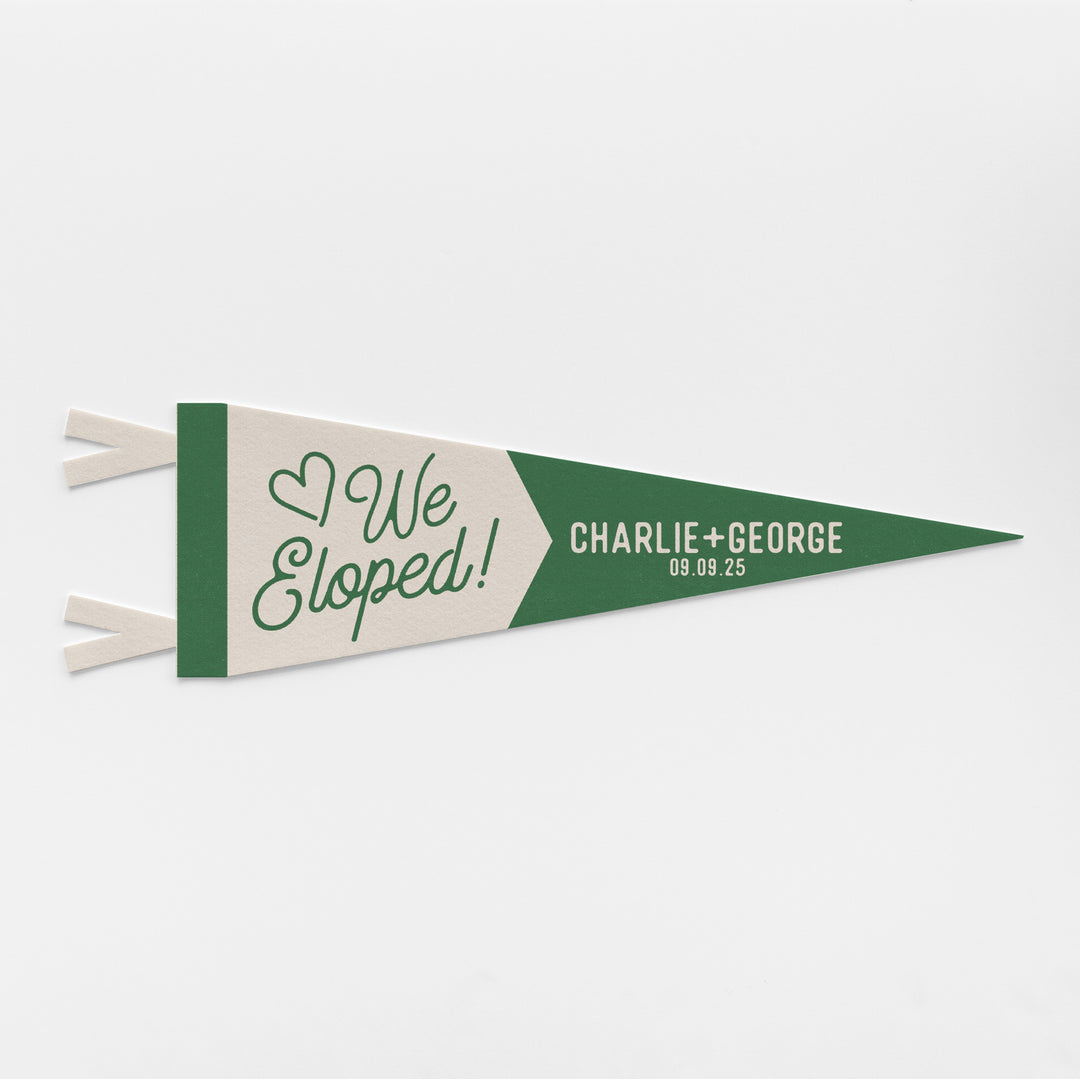 Custom We Eloped Wedding Sign Felt Pennant