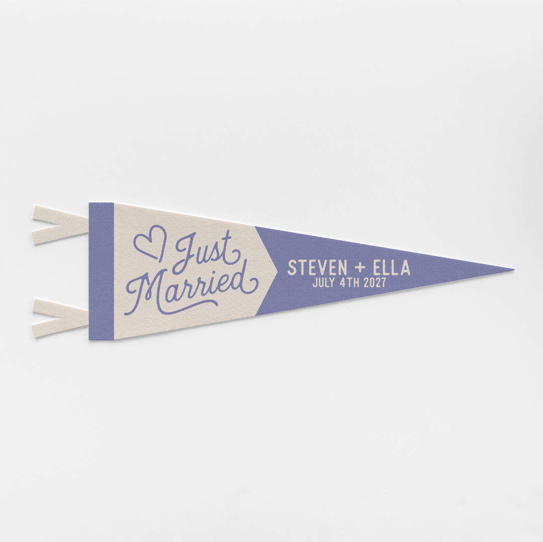 Custom Just Married Wedding Sign Felt Pennant