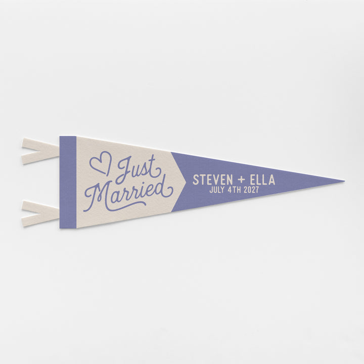 Custom Just Married Wedding Sign Felt Pennant