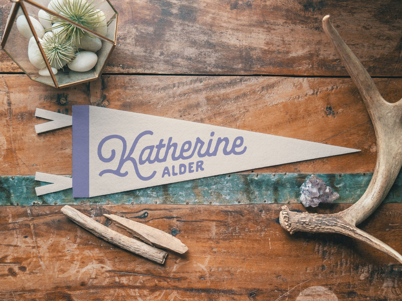 Custom Heritage Name Felt Pennant - Neutral