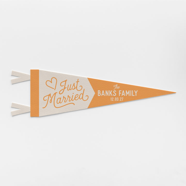 Custom Just Married Wedding Sign Felt Pennant