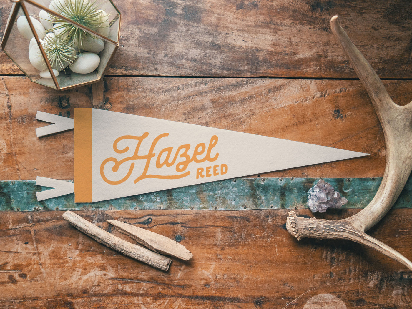 Custom Heritage Name Felt Pennant - Neutral