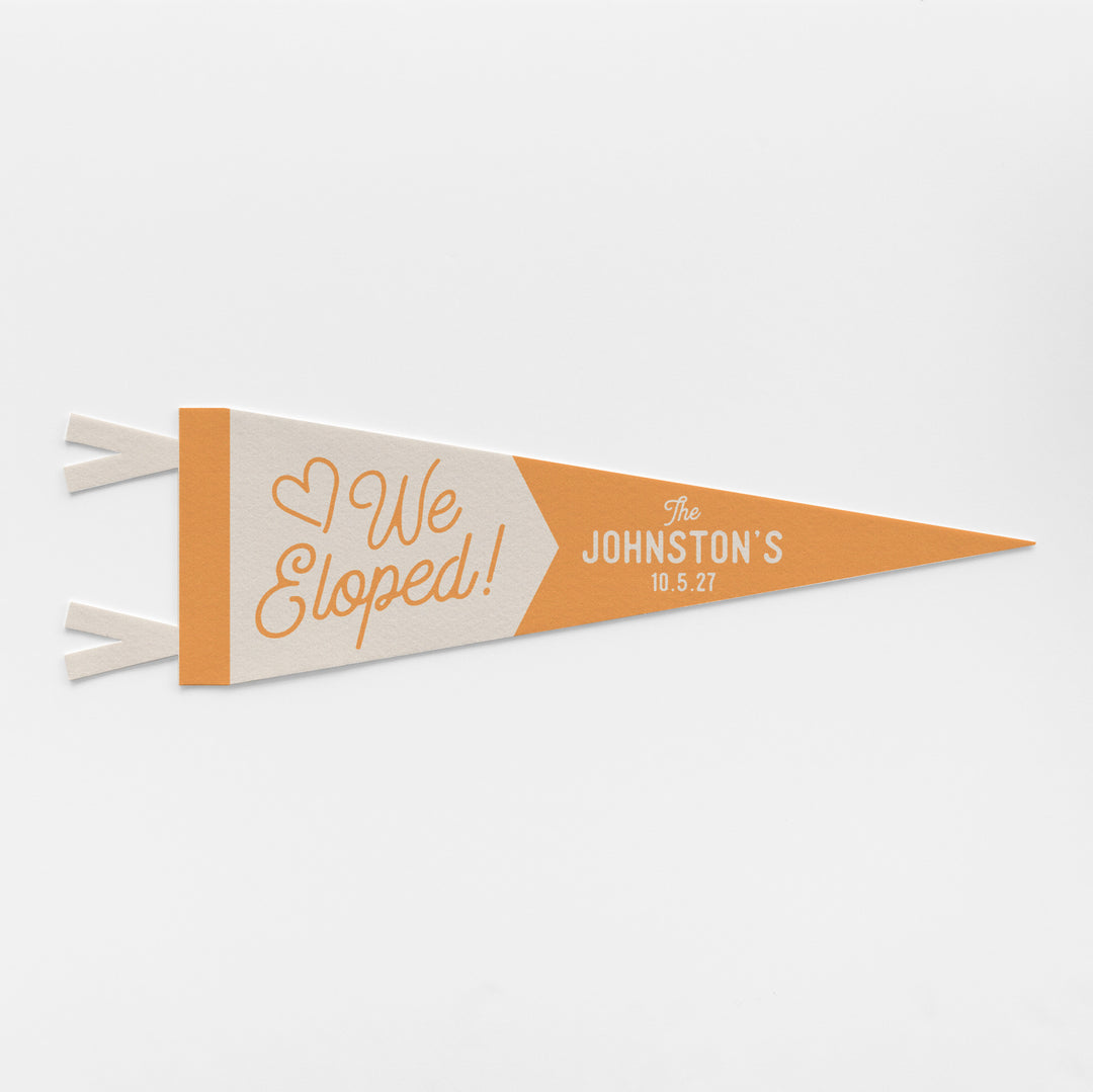 Custom We Eloped Wedding Sign Felt Pennant