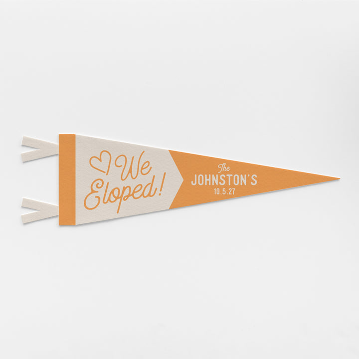 Custom We Eloped Wedding Sign Felt Pennant