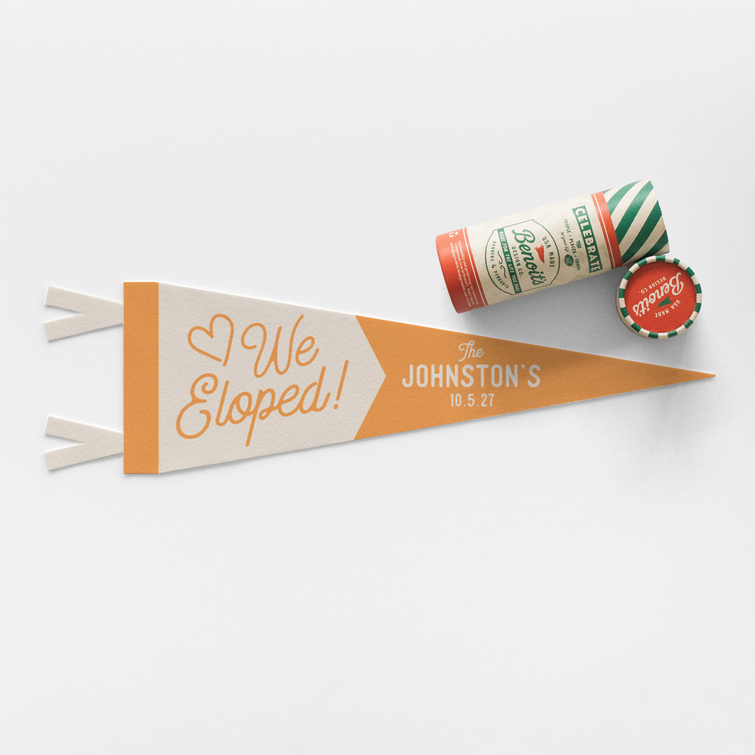 Custom We Eloped Wedding Sign Felt Pennant