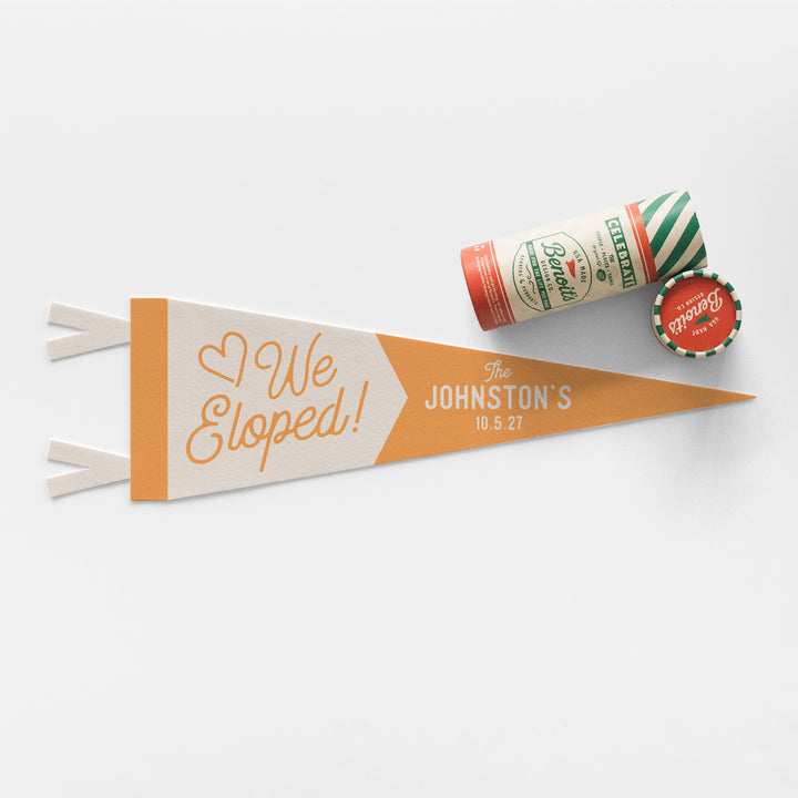 Custom We Eloped Wedding Sign Felt Pennant