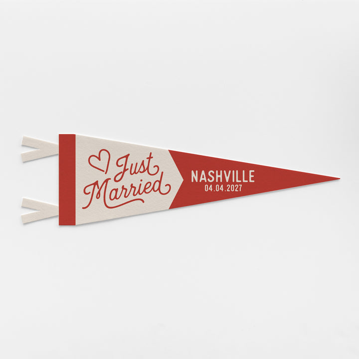 Custom Just Married Wedding Sign Felt Pennant