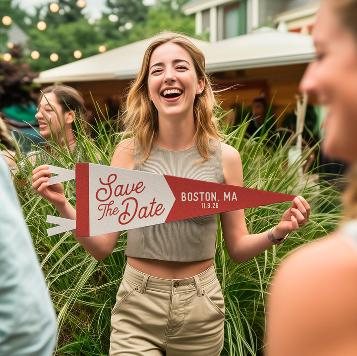 Custom Save The Date Wedding Sign Felt Pennant
