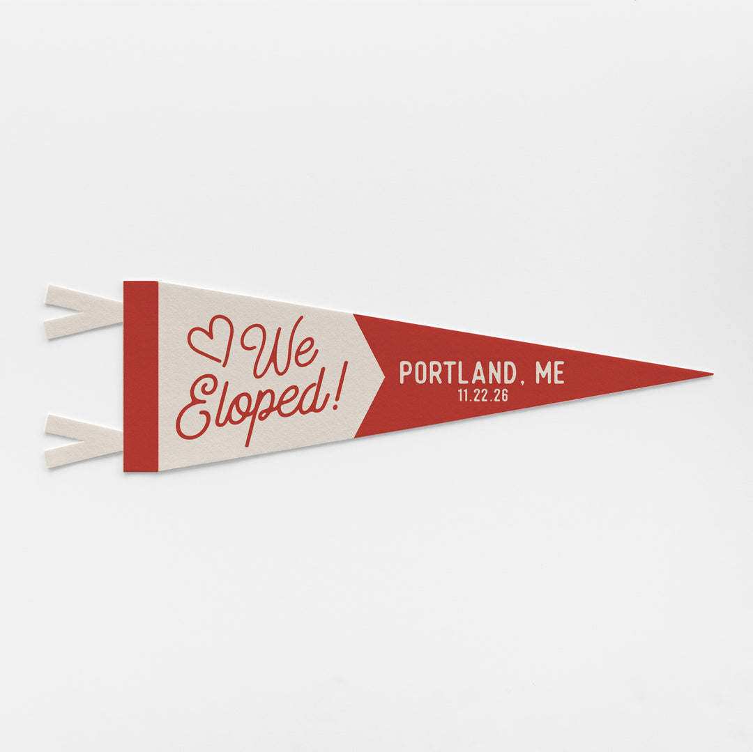 Custom We Eloped Wedding Sign Felt Pennant