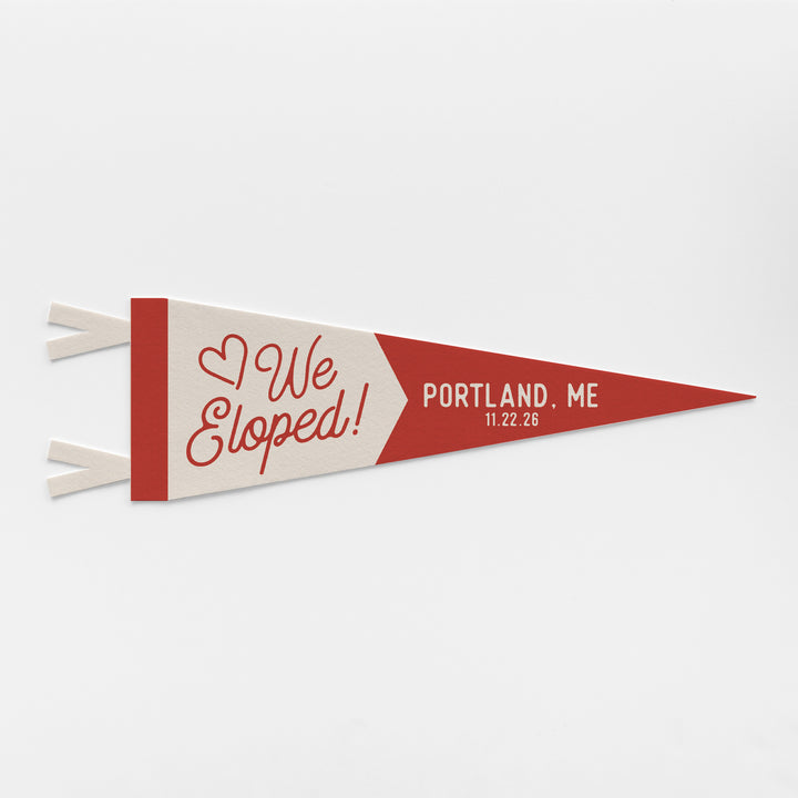Custom We Eloped Wedding Sign Felt Pennant