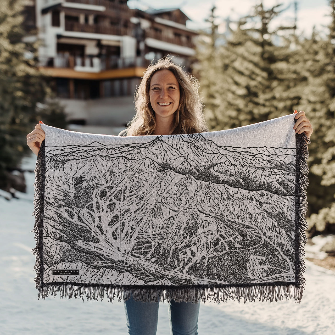 Crystal Mountain, Washington Ski Trail Map Blankets