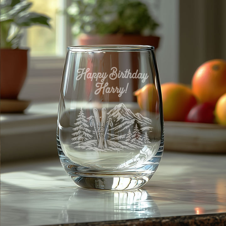 Personalized Ski Engraved Glass