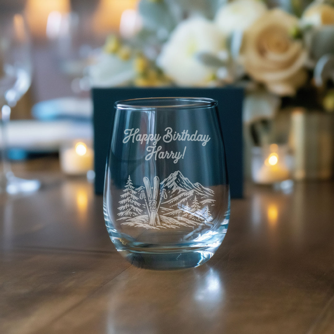 Personalized Ski Engraved Glass
