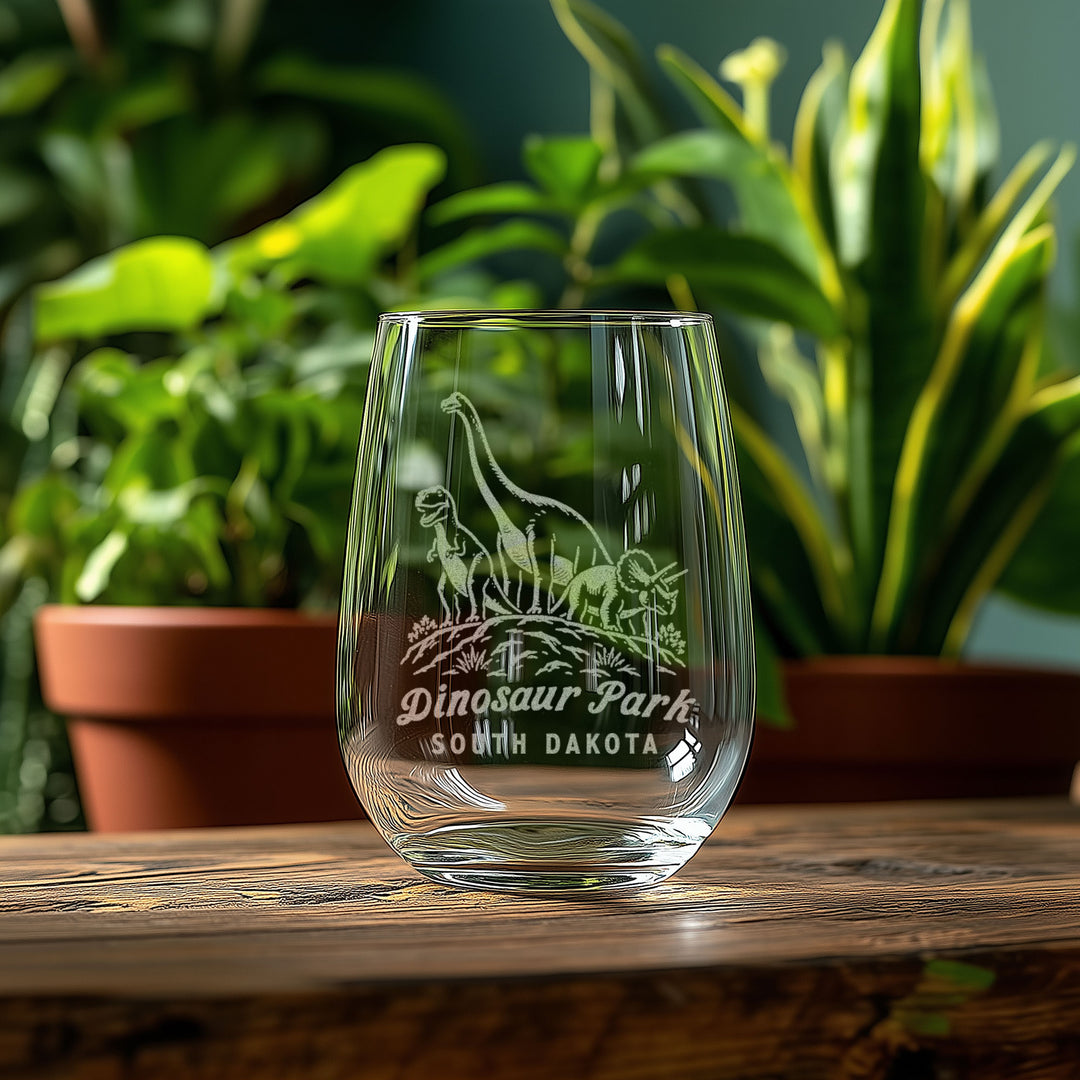 Dinosaur Park South Dakota Engraved Glass