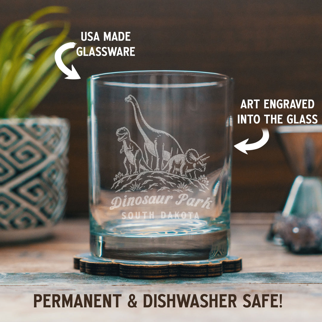 Dinosaur Park South Dakota Engraved Glass