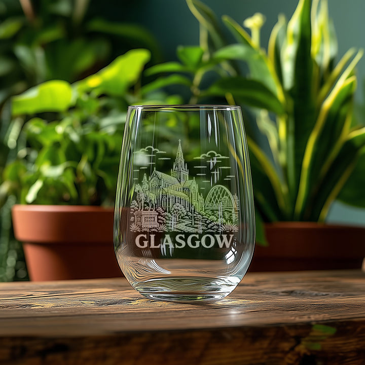 Glasgow Scotland Engraved Glass