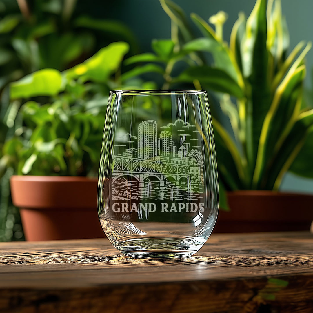 Grand Rapids Michigan Engraved Glass