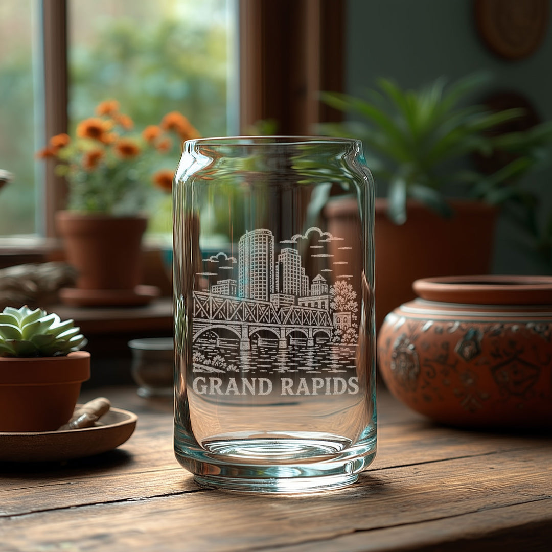 Grand Rapids Michigan Engraved Glass