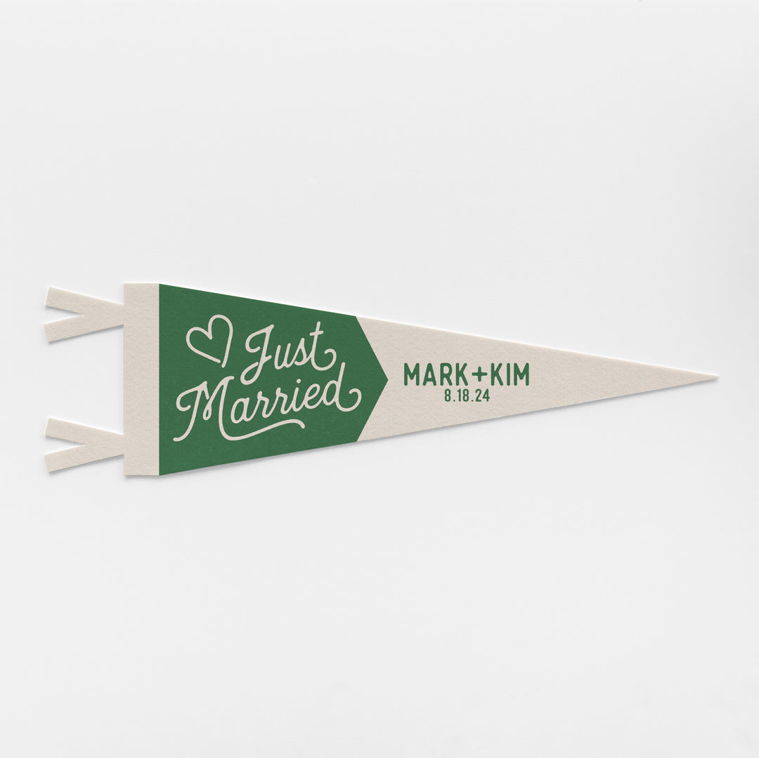 Custom Just Married Wedding Sign Felt Pennant