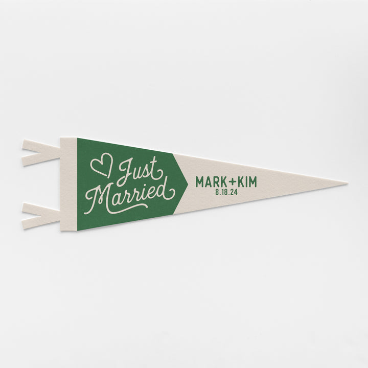 Custom Just Married Wedding Sign Felt Pennant