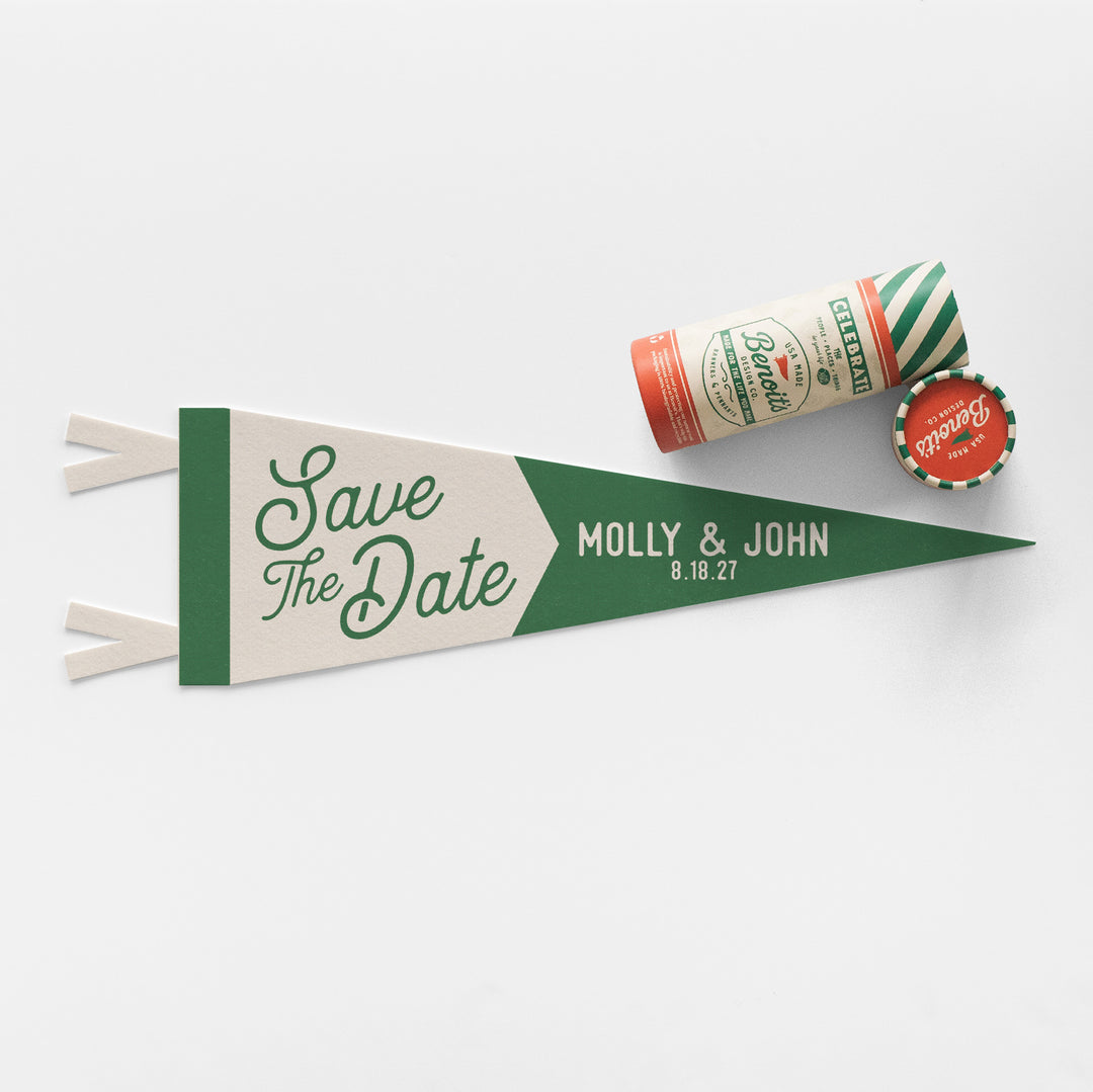 Custom Save The Date Wedding Sign Felt Pennant