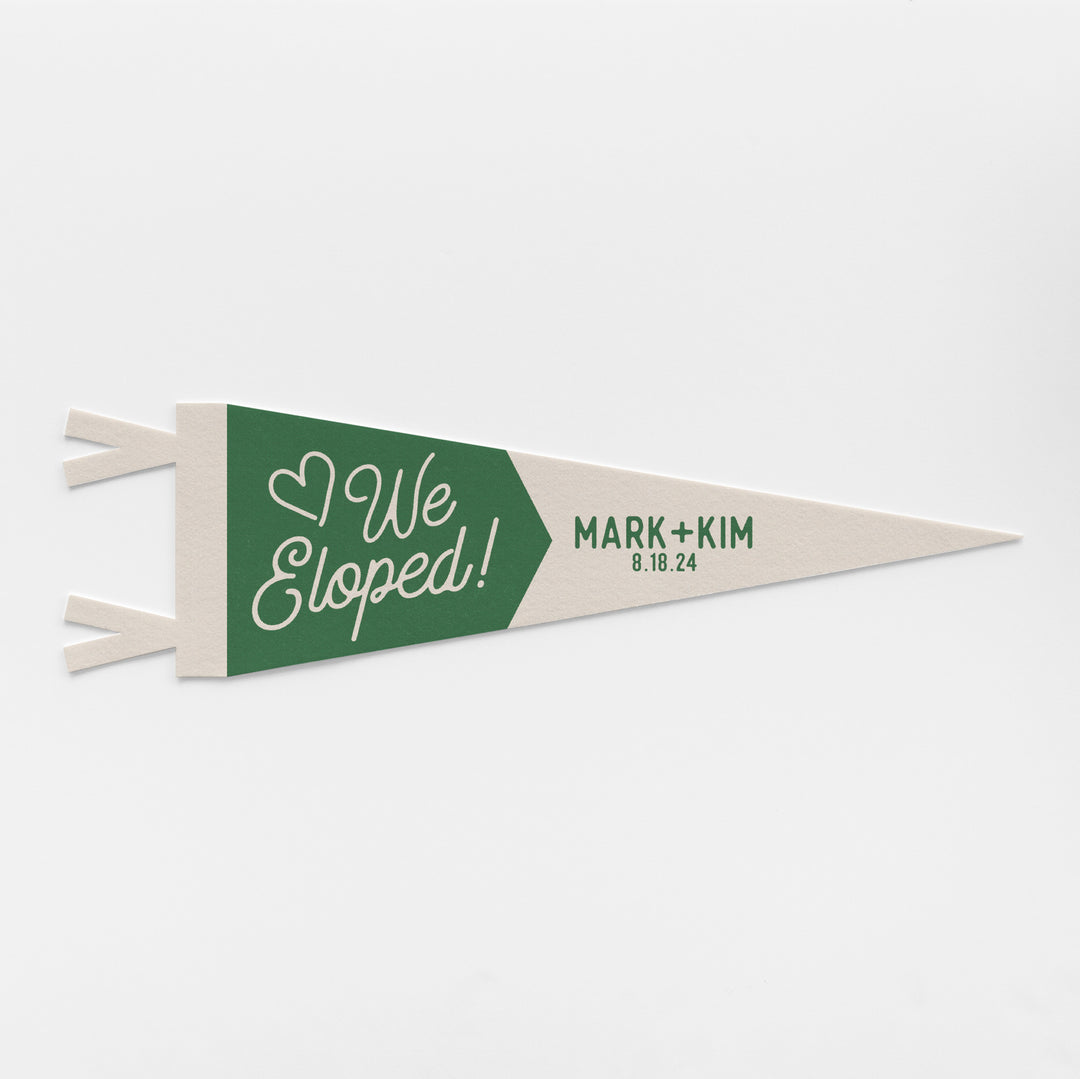 Custom We Eloped Wedding Sign Felt Pennant