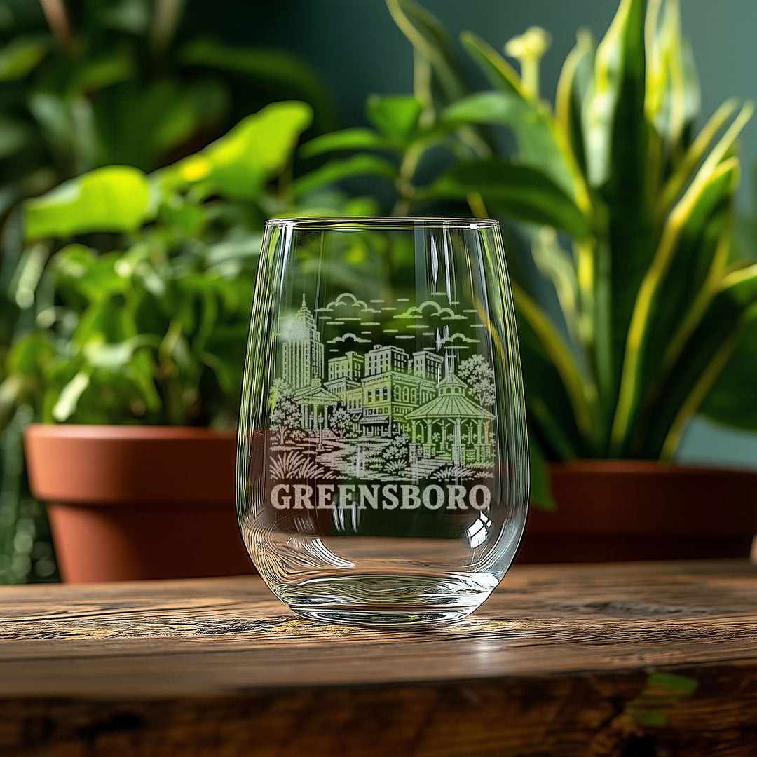 Greensboro North Carolina Engraved Glass