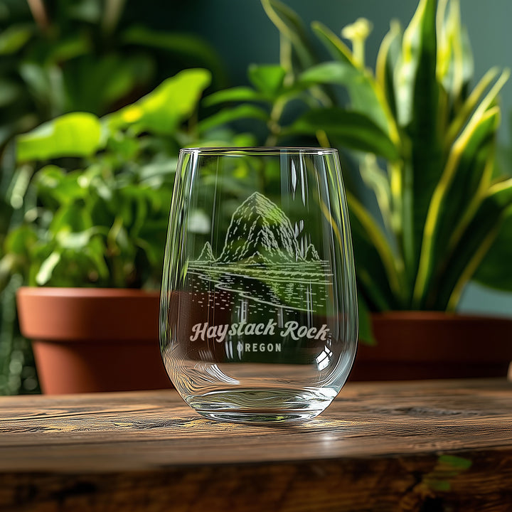 Haystack Rock Oregon Engraved Glass