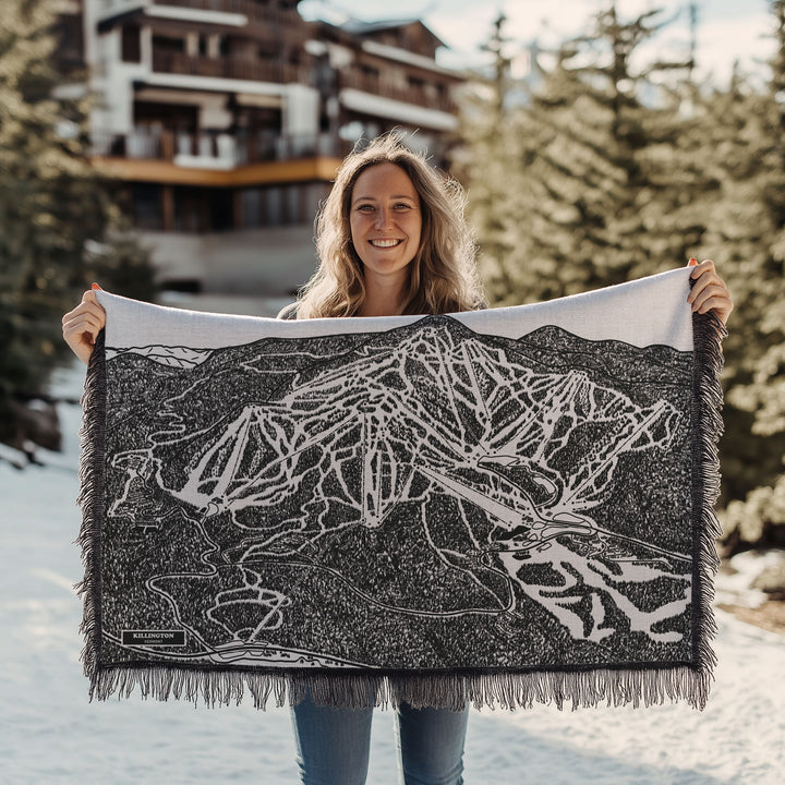 Killington, Vermont Ski Trail Map Blankets