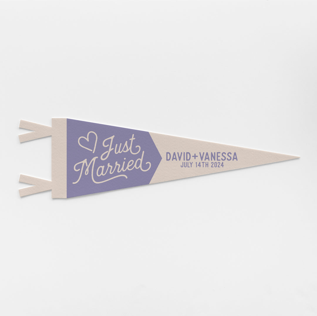 Custom Just Married Wedding Sign Felt Pennant