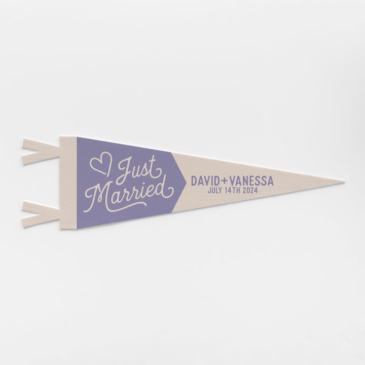 Custom Just Married Wedding Sign Felt Pennant