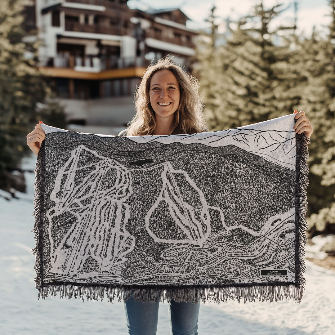 Loon, New Hampshire Ski Trail Map Blankets