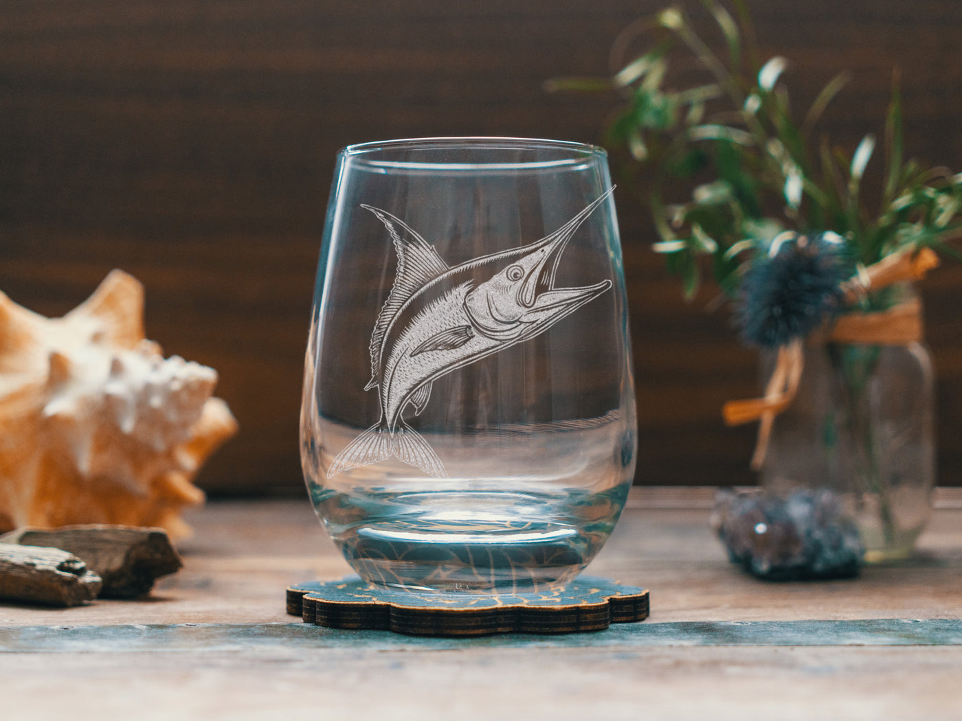 Marlin Etched Glasses