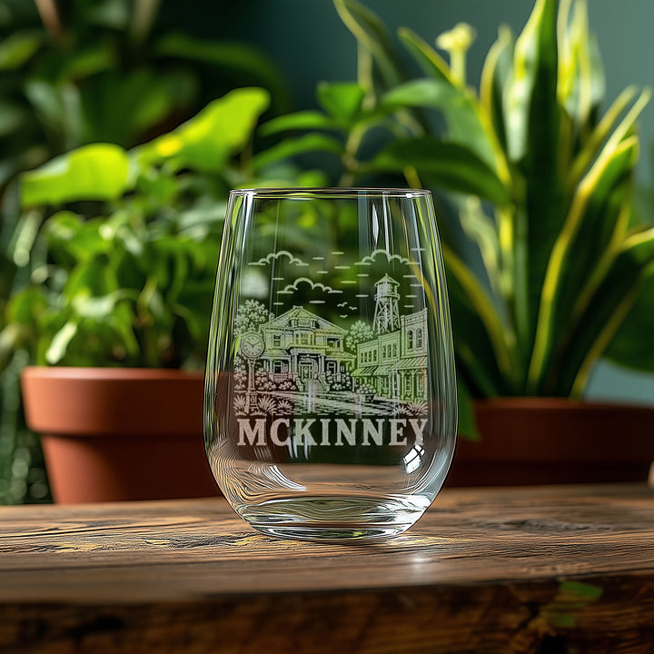 McKinney Texas Engraved Glass