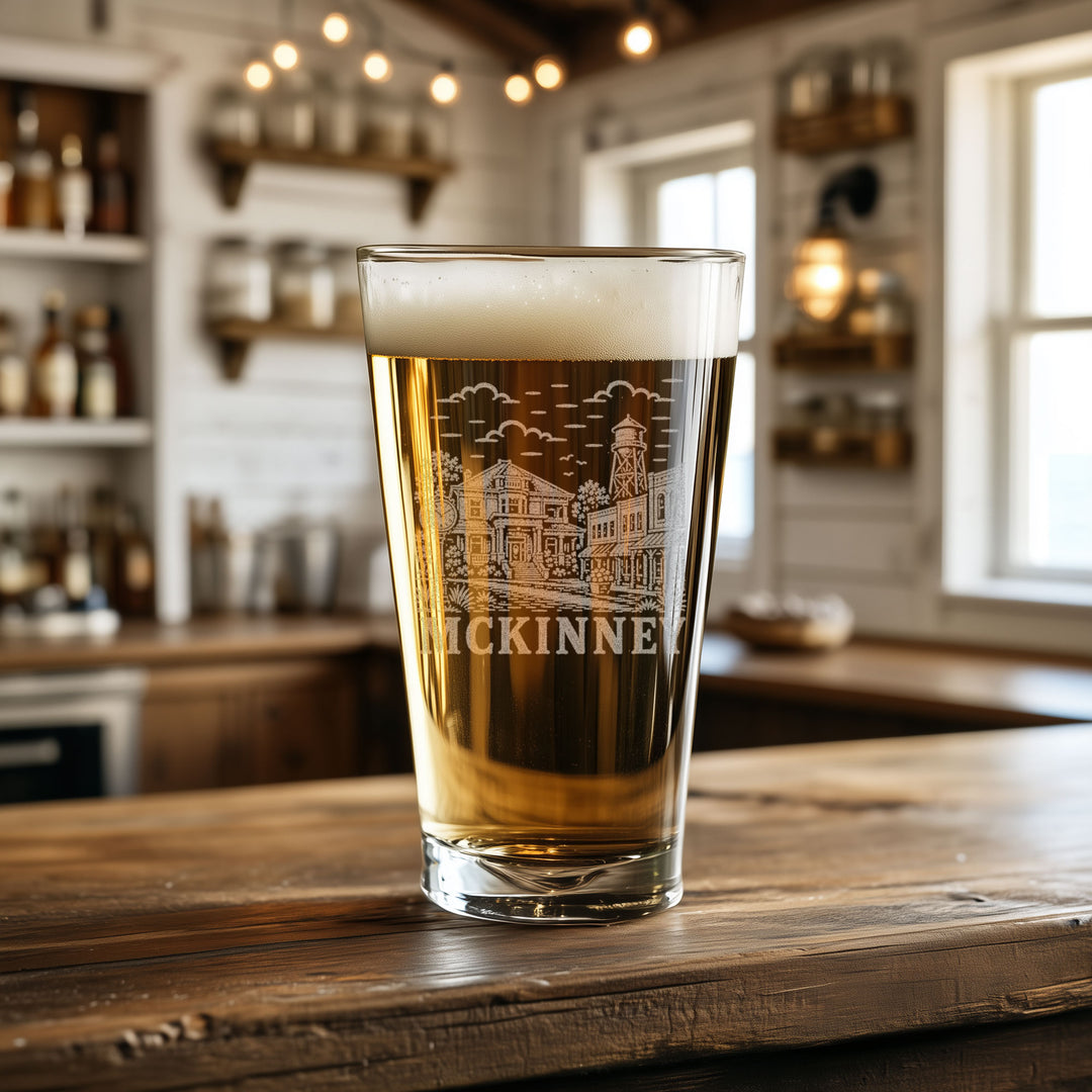 McKinney Texas Engraved Glass