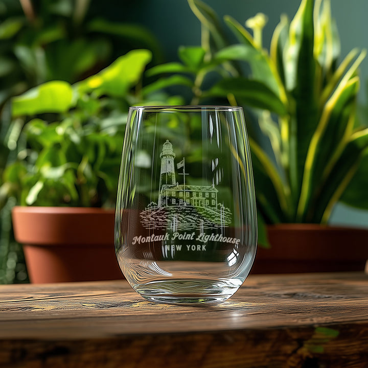 Montauk Point Lighthouse Engraved Glass