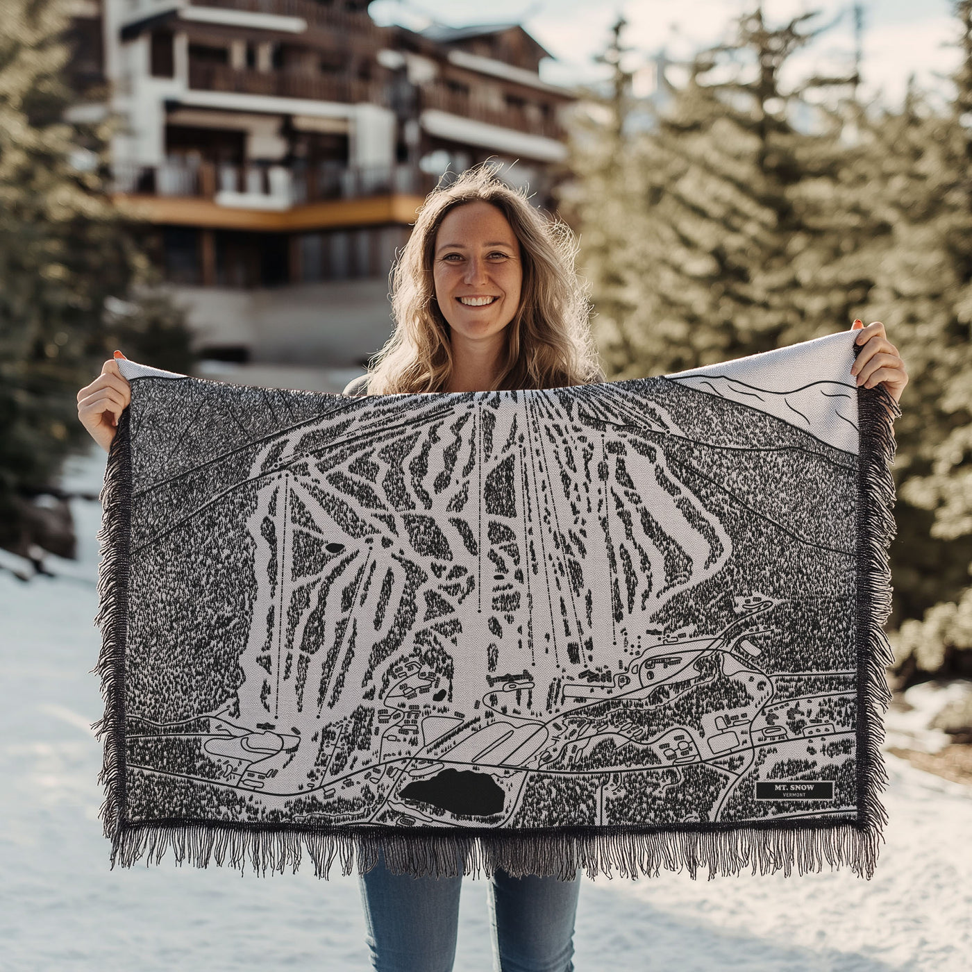 Mount Snow, Vermont Ski Trail Map Blankets