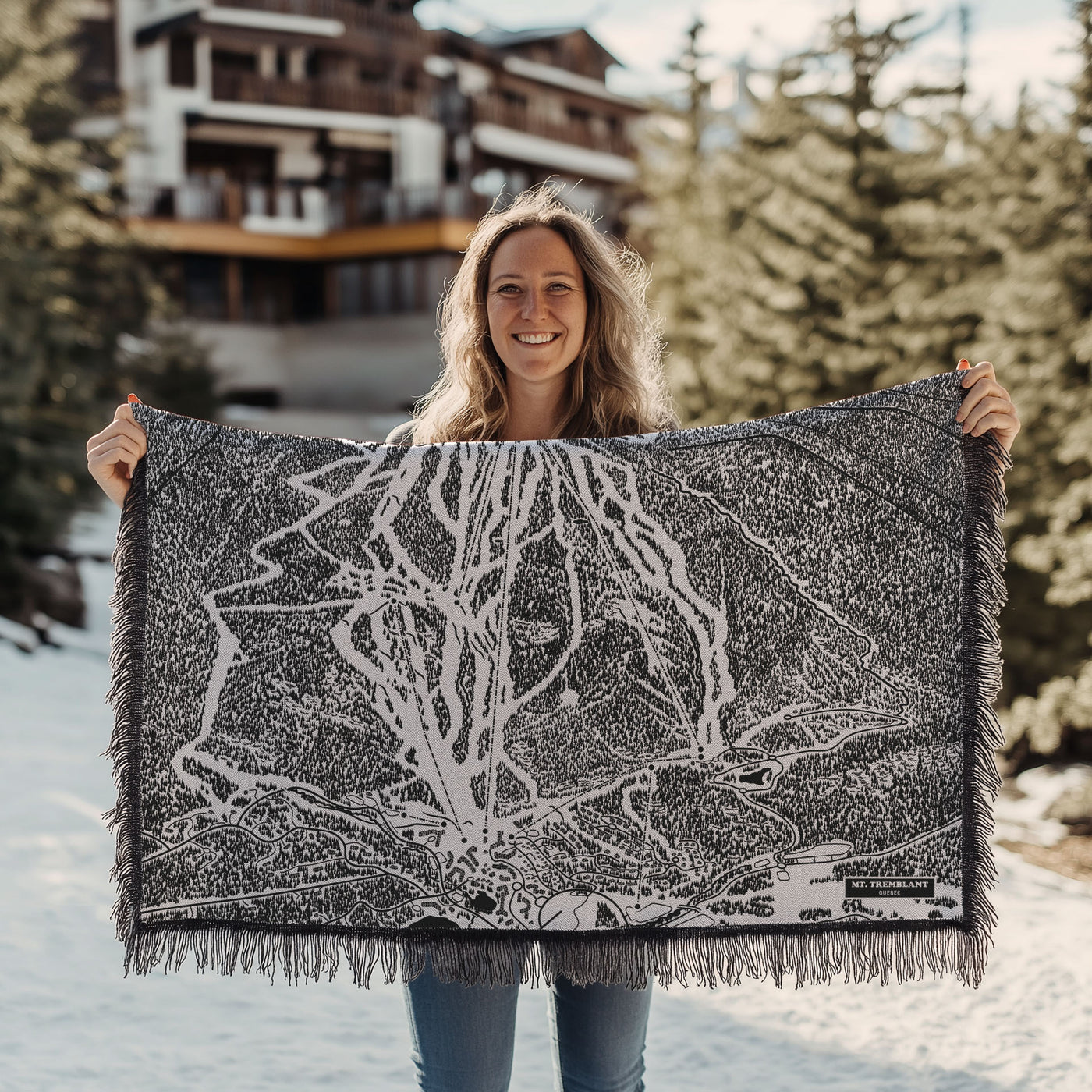 Mount Tremblant, Quebec Ski Trail Map Blankets