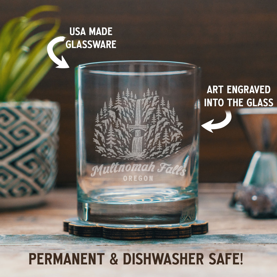 Multnomah Falls Oregon Engraved Glass