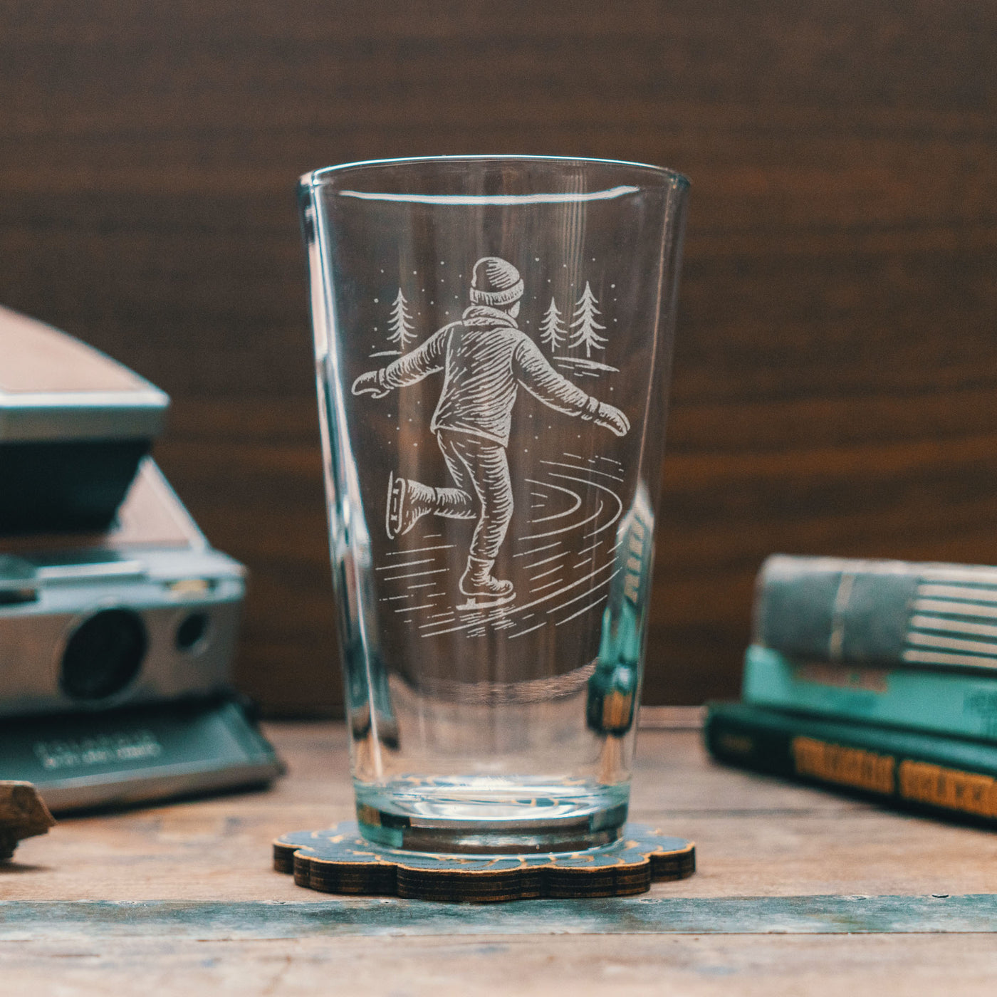 Vintage Winter Ice Skaters Glasses