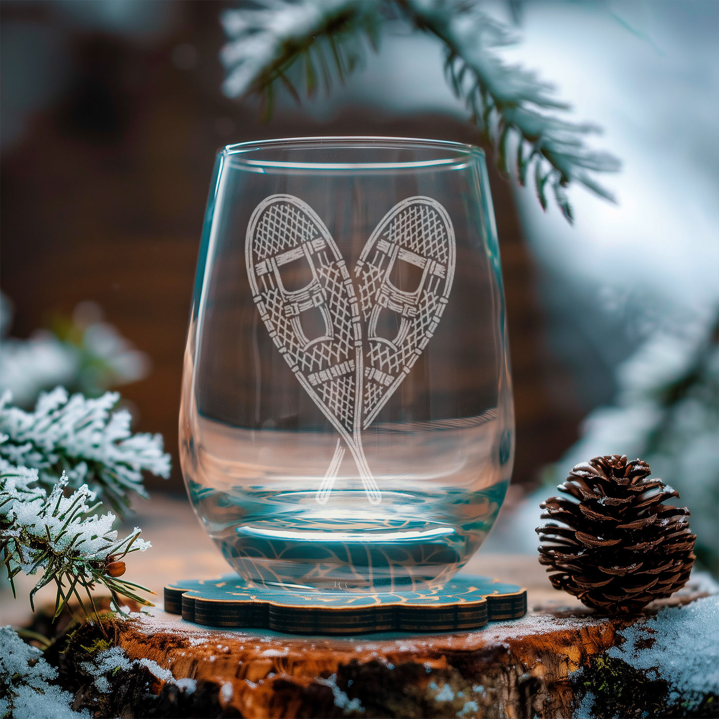 Vintage Snowshoes Glass