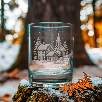 Winter Village Scene Glasses