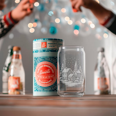 Winter Village Scene Glasses